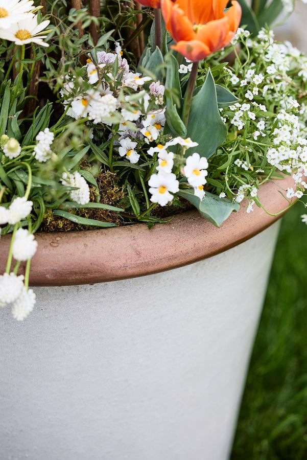 Slide View: 3: Raw Rim Stoneware Taper Planter