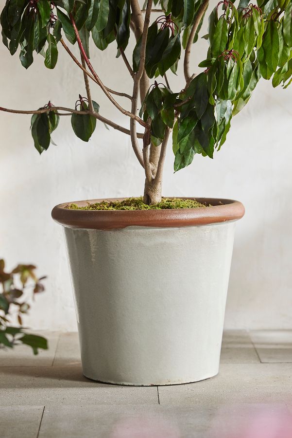 Slide View: 4: Raw Rim Stoneware Taper Planter