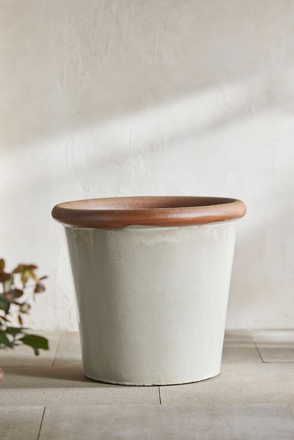 Slide View: 5: Raw Rim Stoneware Taper Planter