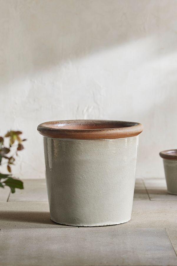 Slide View: 7: Raw Rim Stoneware Taper Planter