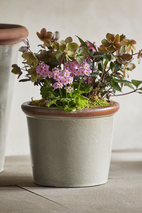 Slide View: 8: Raw Rim Stoneware Taper Planter