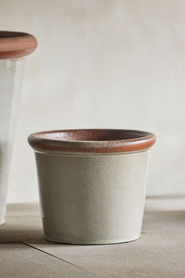 Slide View: 9: Raw Rim Stoneware Taper Planter