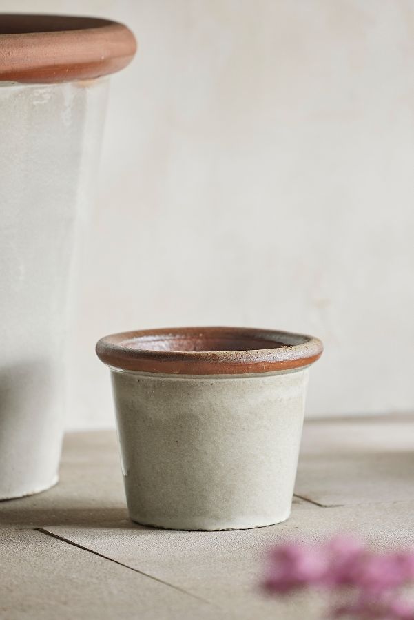 Slide View: 11: Raw Rim Stoneware Taper Planter