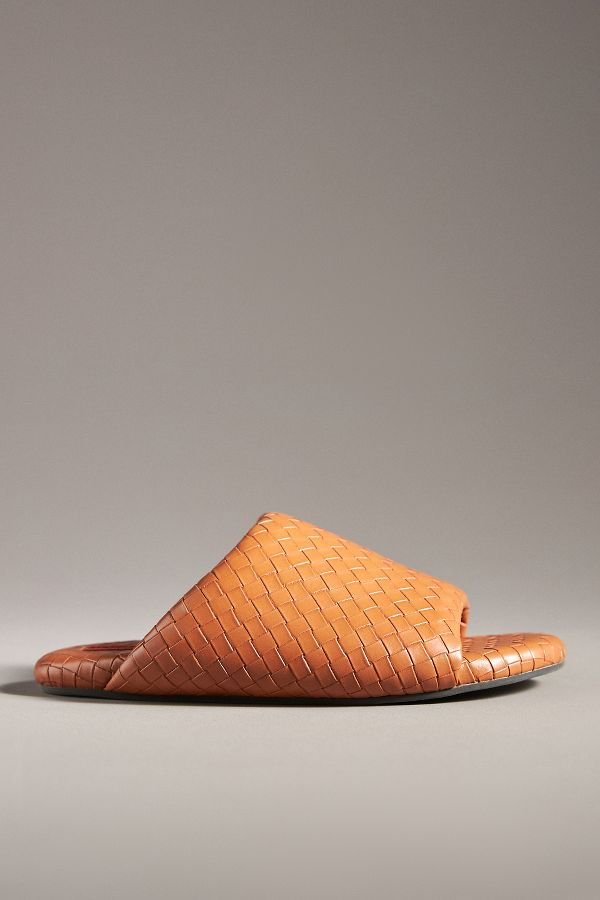 Slide View: 2: SIMONMILLER Woven Faux-Leather Bubble Slide Sandals