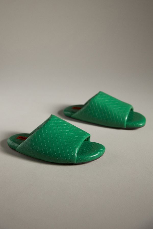 Slide View: 2: SIMONMILLER Woven Faux-Leather Bubble Slide Sandals