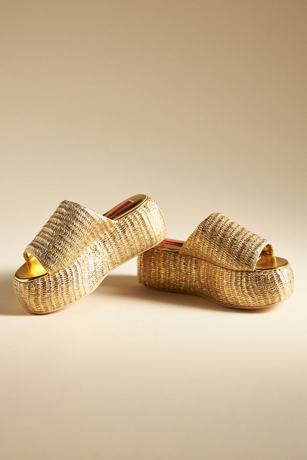 Slide View: 2: SIMONMILLER Cloudy Raffia Platform Slide Sandals