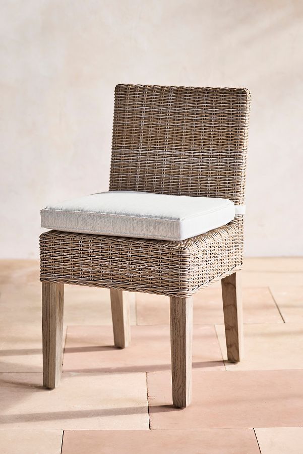 Slide View: 4: Ridgeline Wicker + Teak Side Chairs, Set of 2