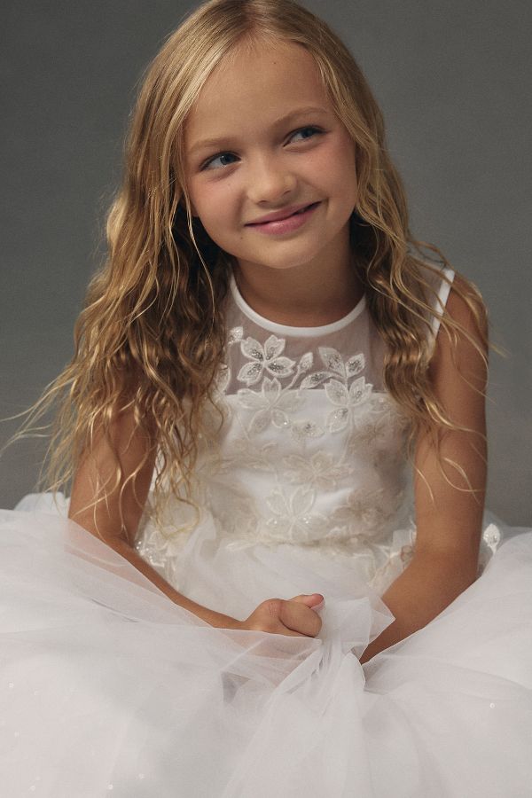 Slide View: 2: Princess Daliana Sparkle Appliqué Flower Girl Dress