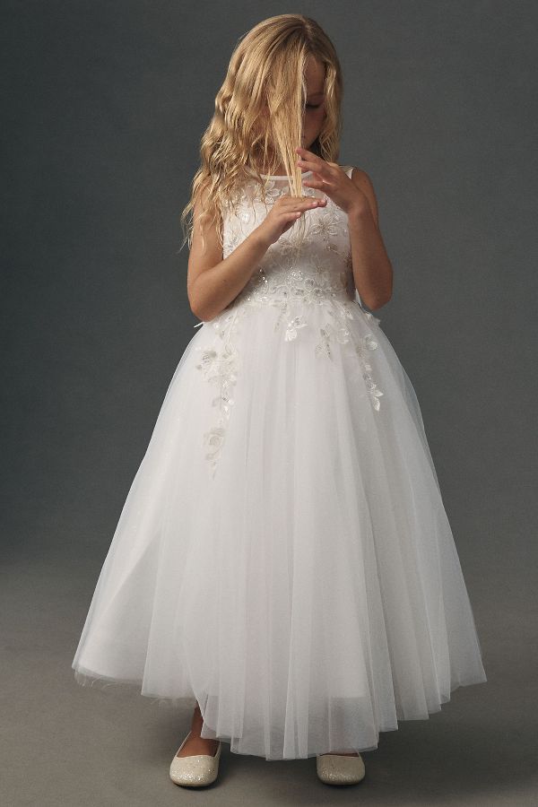 Slide View: 1: Princess Daliana Sparkle Appliqué Flower Girl Dress