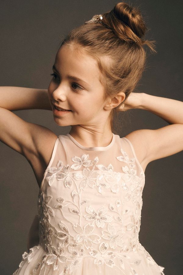 Slide View: 6: Princess Daliana Sparkle Appliqué Flower Girl Dress