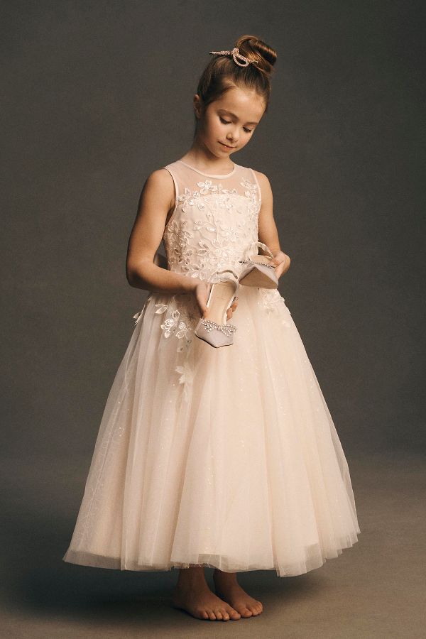 Slide View: 7: Princess Daliana Sparkle Appliqué Flower Girl Dress