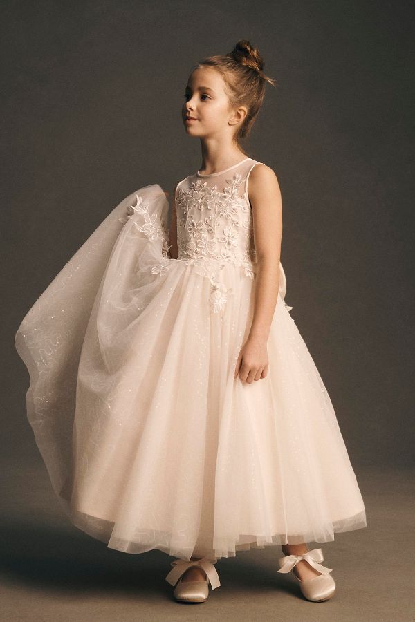 Slide View: 1: Princess Daliana Sparkle Appliqué Flower Girl Dress