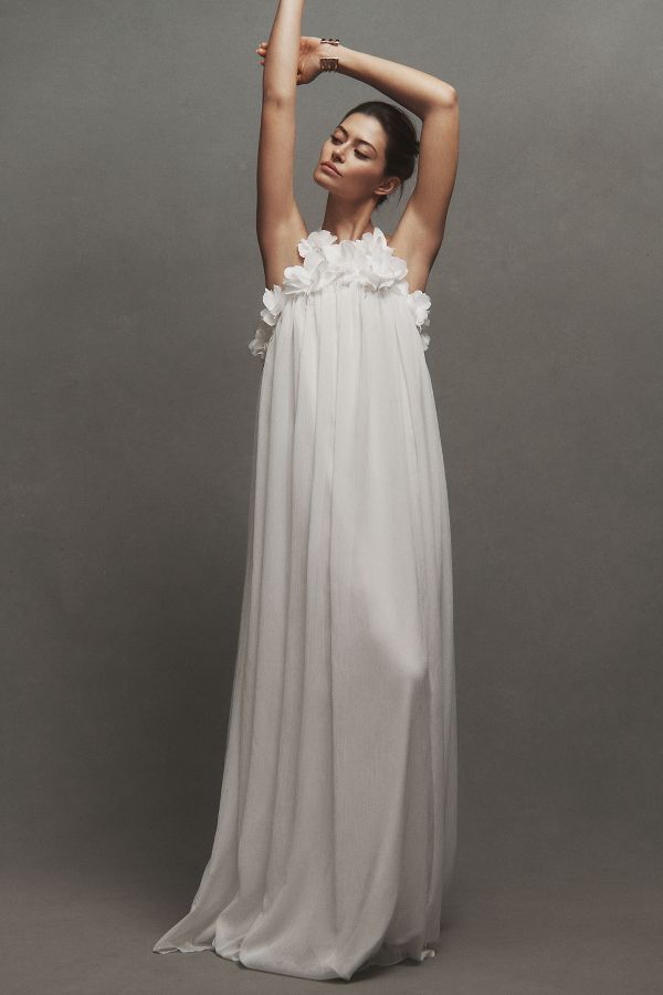 Slide View: 1: PatBO Maia 3D Floral Hand-Embroidered Wedding Gown