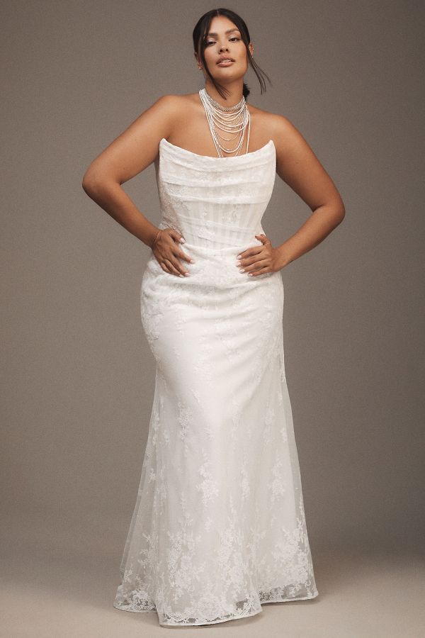 Slide View: 8: Watters Emilia Strapless Corset Wedding Gown