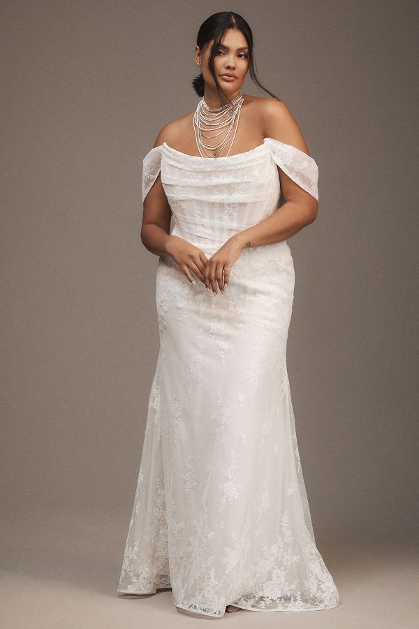 Slide View: 5: Watters Emilia Strapless Corset Wedding Gown