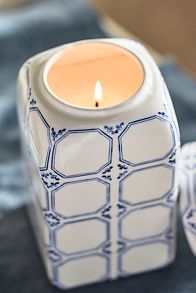 Slide View: 2: Ceramic Jar Candle, Chinoiserie