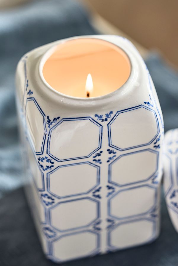 Slide View: 2: Ceramic Jar Candle, Chinoiserie