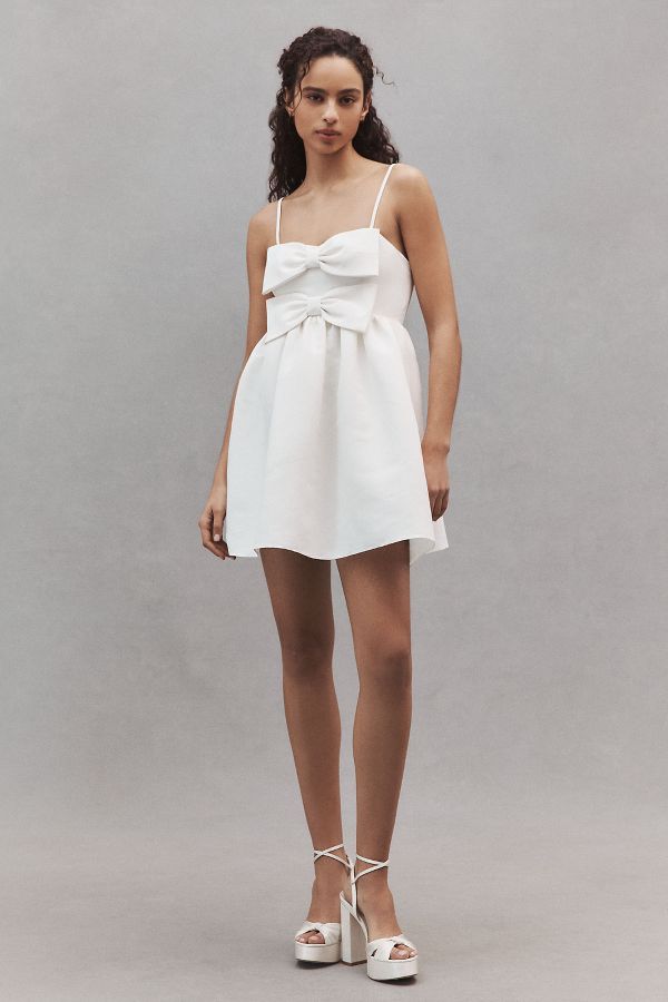 Slide View: 4: Sachin & Babi Sloane Taffeta Double-Bow Pleated Mini Dress