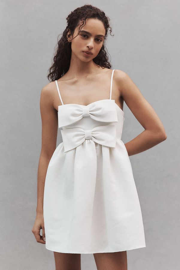 Slide View: 1: Sachin & Babi Sloane Taffeta Double-Bow Pleated Mini Dress