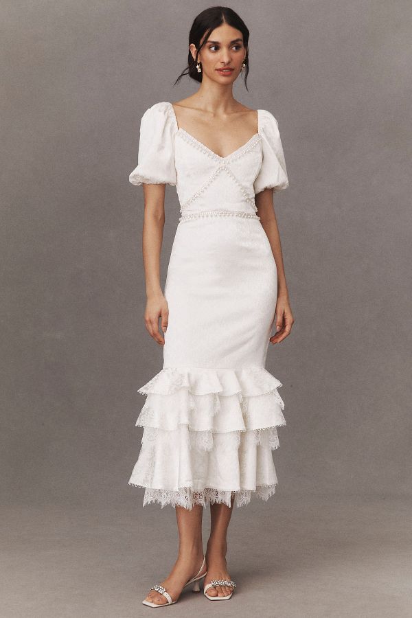 Slide View: 2: V. Chapman Cynthia Ruffle Midi Dress