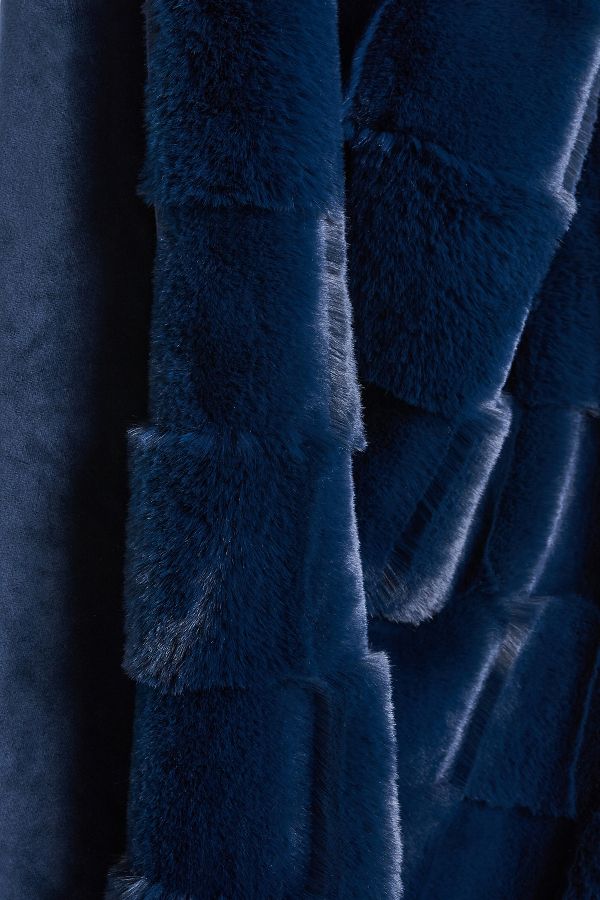 Slide View: 2: Carved Check Faux Fur Throw Blanket