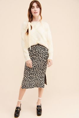 j-o-a Leopard Print Sweater Skirt