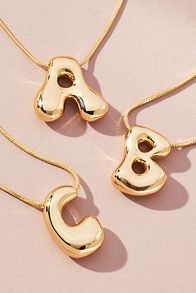 Slide View: 1: Bubble Letter Monogram Necklace