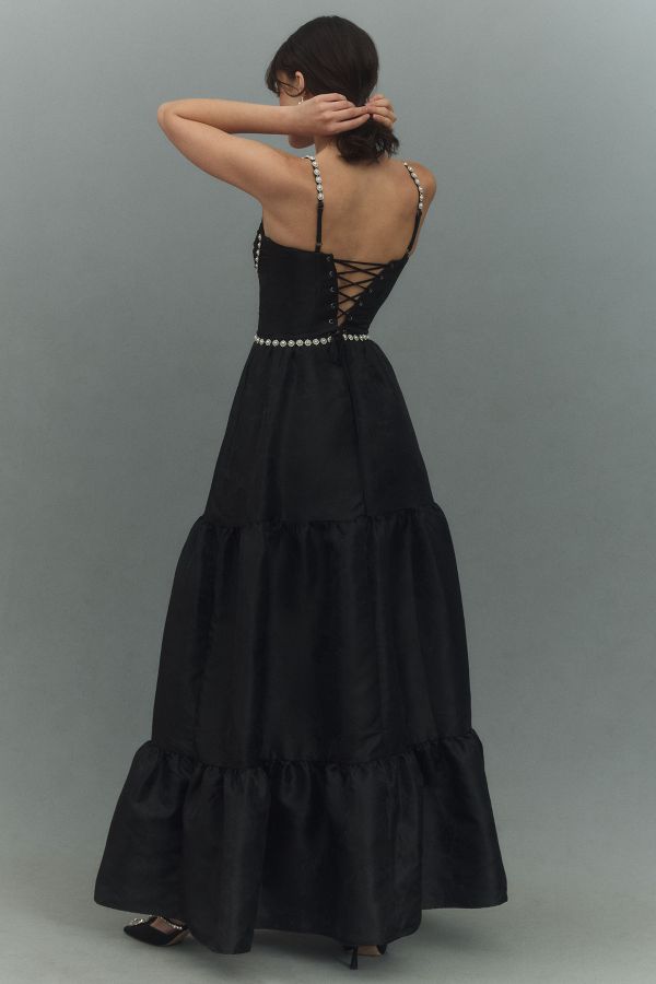 Slide View: 4: V. Chapman Lucetta Corset Tiered Maxi Dress