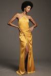 Thumbnail View 1: Liv Foster Satin Halter Ruched Gown