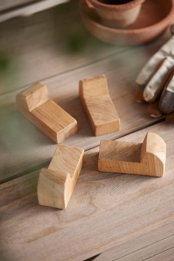 Slide View: 2: Round Teak Pot Feet, Set of 4