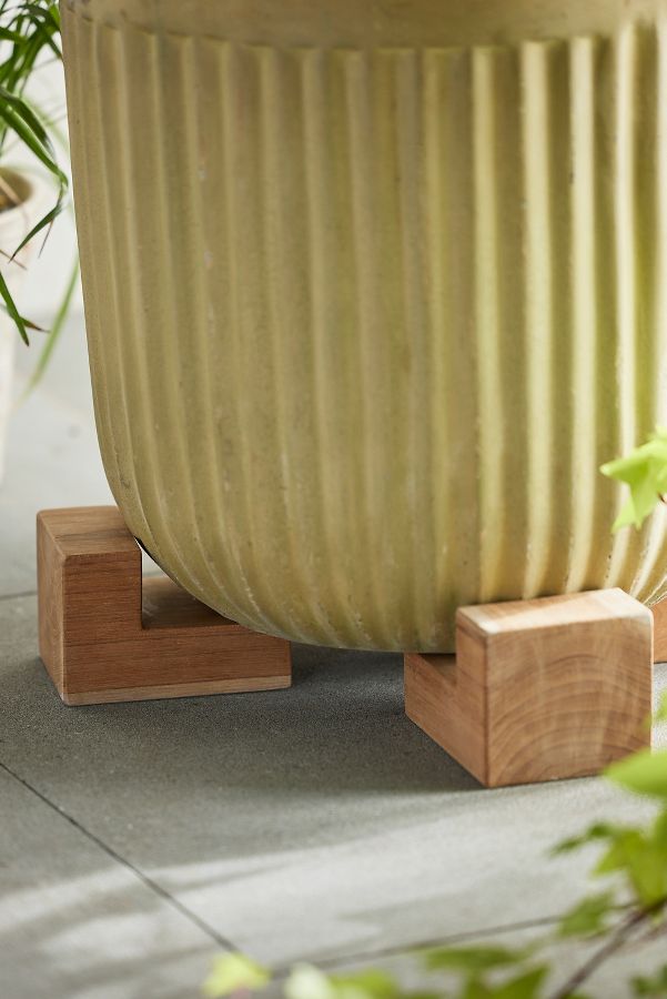 Slide View: 5: Square Teak Pot Feet, Set of 4