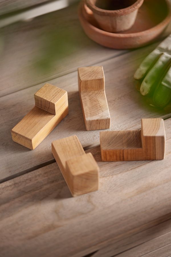 Slide View: 3: Square Teak Pot Feet, Set of 4