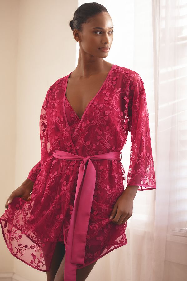 Slide View: 1: Flora Nikrooz Meg Floral Embroidered Robe