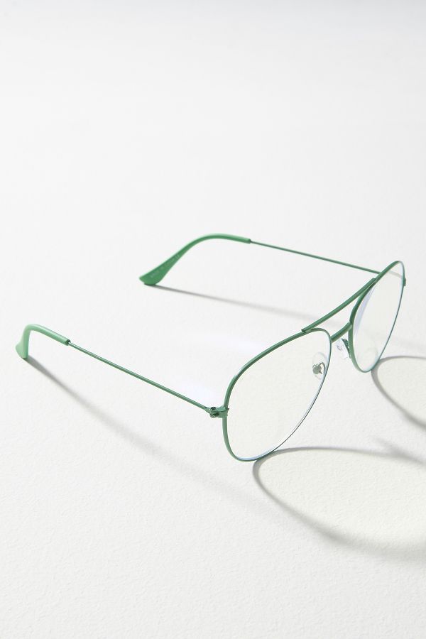 Slide View: 2: Matte Wire Aviator Glasses