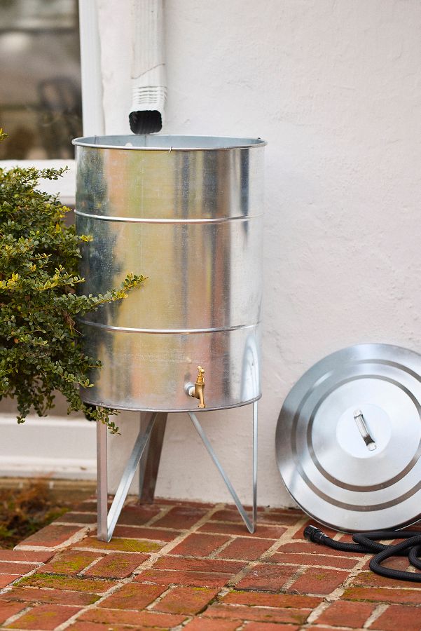 Slide View: 1: Galvanized Steel Rain Barrel, 100L