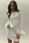 Thumbnail View 1: Hutch Alissa Faux Feather Long-Sleeve Sequin Mini Dress