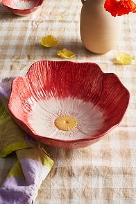 Slide View: 3: Petals Stoneware Bowl, Red