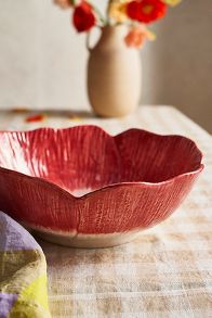 Slide View: 5: Petals Stoneware Bowl, Red