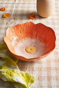 Slide View: 2: Petals Stoneware Bowl, Orange