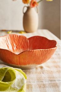 Slide View: 4: Petals Stoneware Bowl, Orange