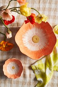 Slide View: 1: Petals Stoneware Bowl, Orange