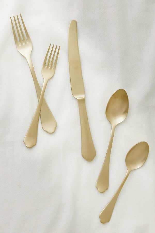 Slide View: 1: Mepra Dolce Vita Champagne Flatware 5-Piece Place Setting