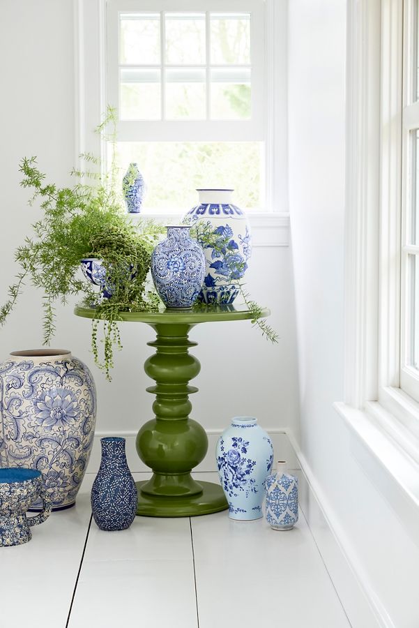 Slide View: 4: Damask Ceramic Vase, Tall