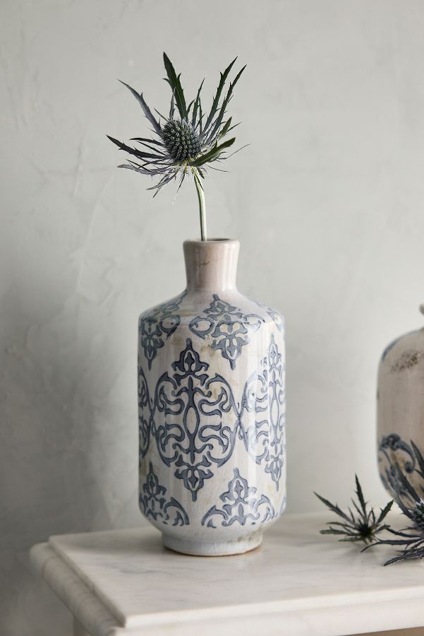 Slide View: 1: Damask Ceramic Vase, Tall