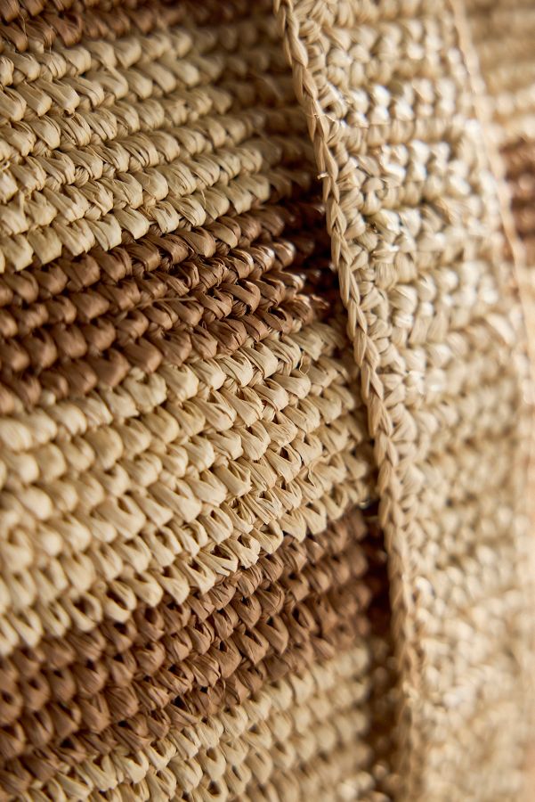 Slide View: 3: Striped Raffia Travel Tote, Natural