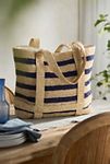 Thumbnail View 1: Striped Raffia Travel Tote, Navy