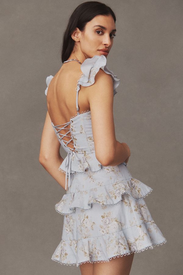 Slide View: 2: V. Chapman Avignon Ruffled Corset Mini Dress