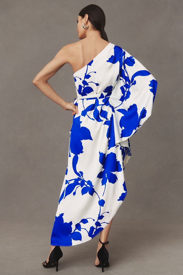 Slide View: 3: Hutch Stretch Satin One-Shoulder Maxi Dress