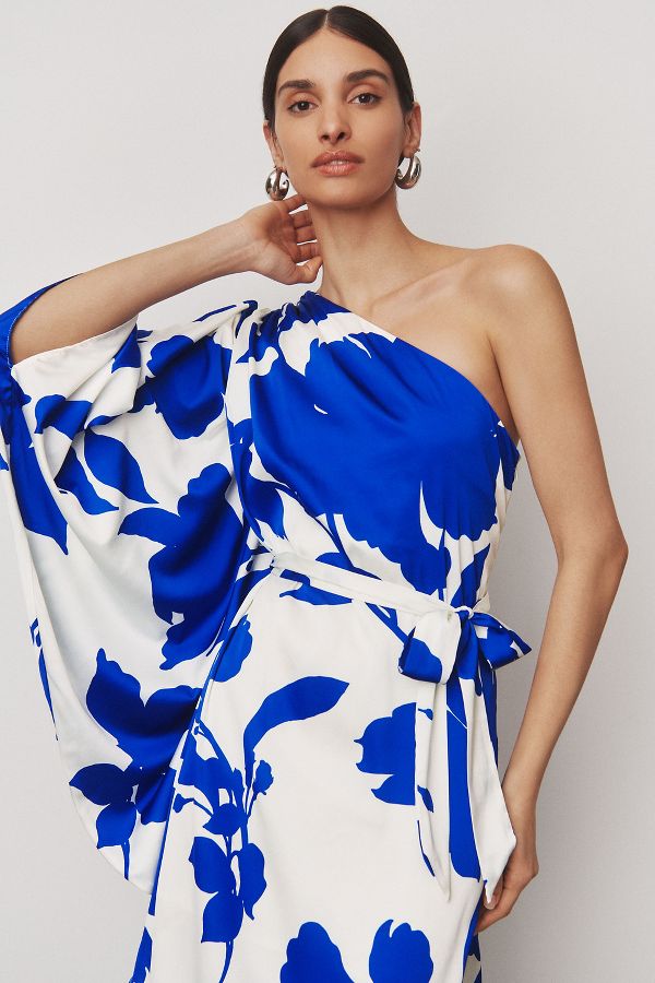 Slide View: 1: Hutch Stretch Satin One-Shoulder Maxi Dress