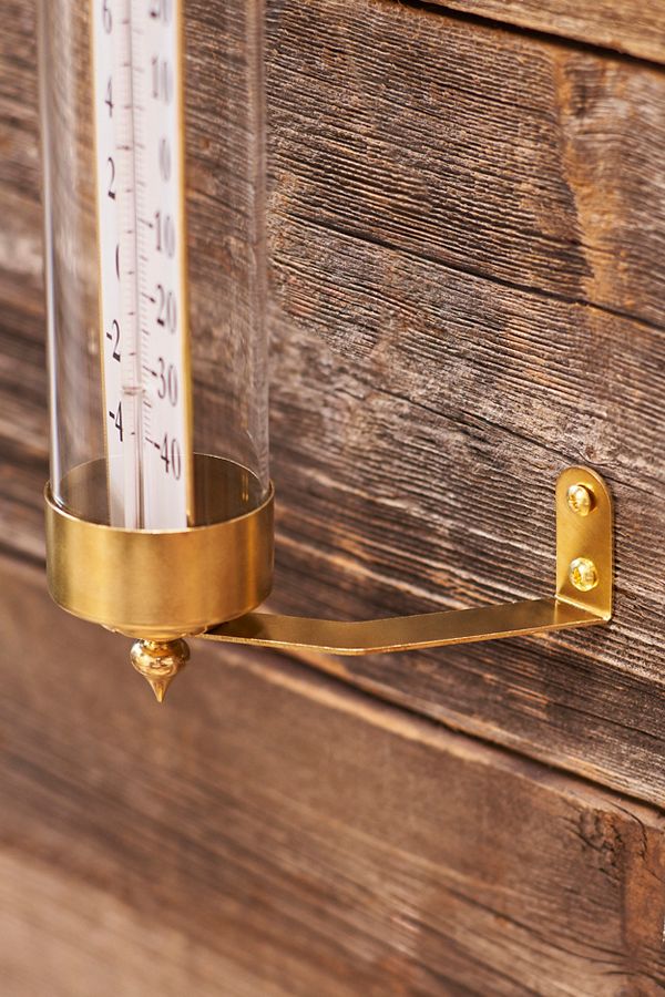 Slide View: 2: Brass Garden Thermometer